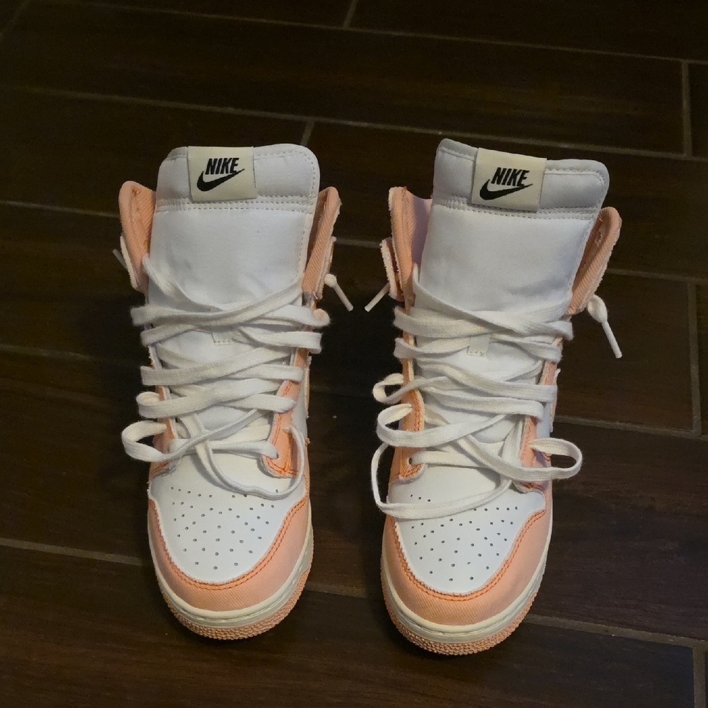 Nike Women's White and Peach High-Top Sneakers